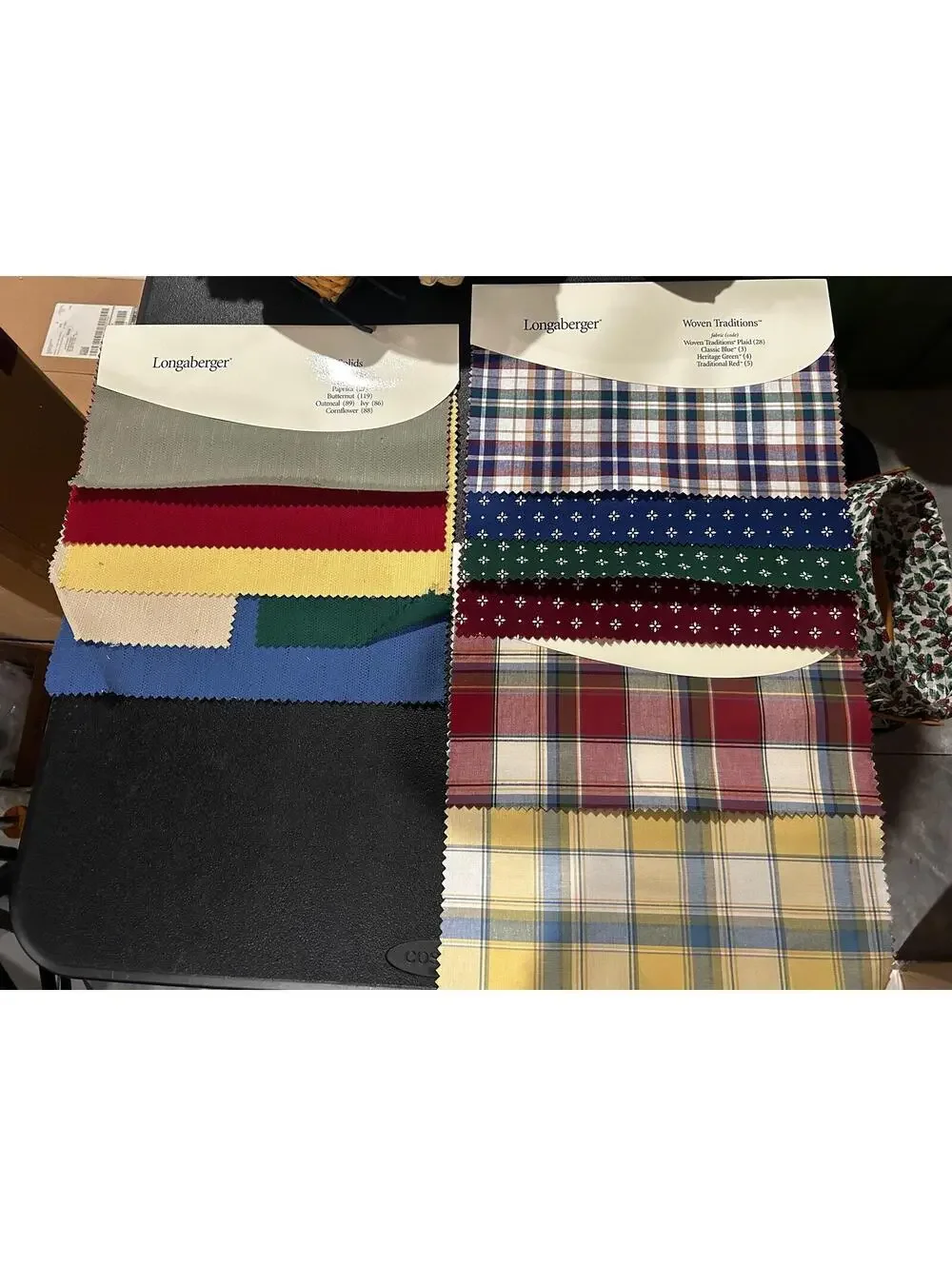Longaberger Basket Fabric Samples lot quilting crafts botanical plaid solid